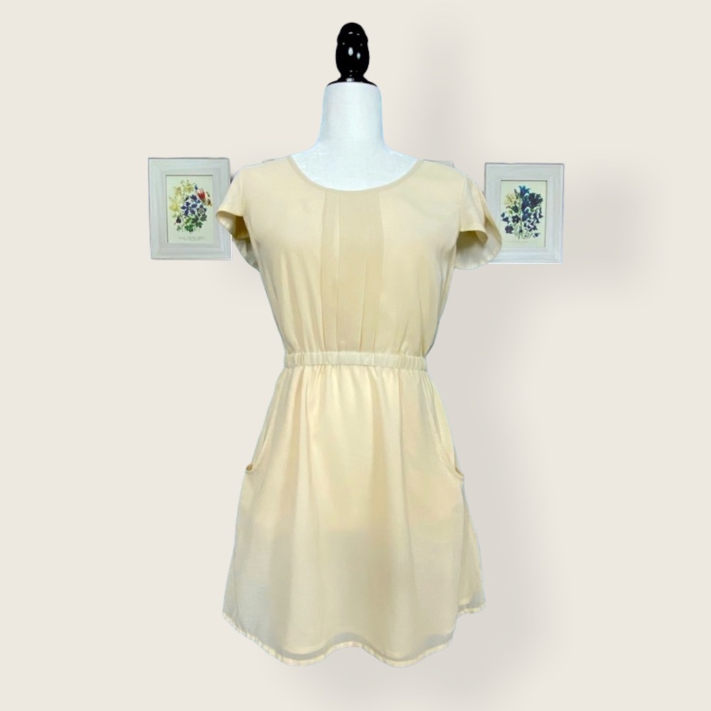 Pins & Needles Cream Tulip Sleeve Mini Dress S